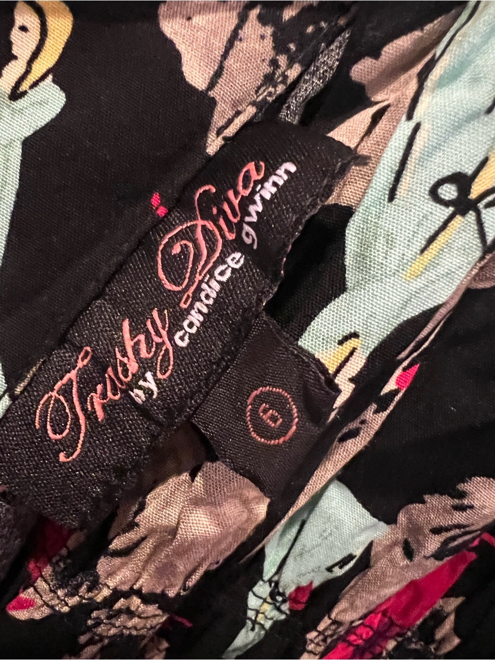 Trashy Diva Black Devil and Damsel Print Dress with Mint and Pink Accents